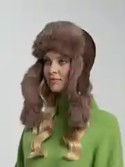 Шоколадный шапка-ушанка женская, зима, два цвета