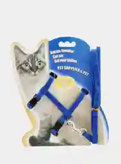 Синий шлейка с поводком для кошек