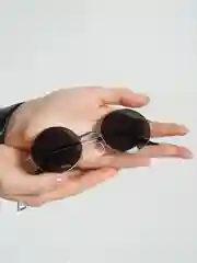 Черный очки солнцезащитные, круглые, унисекс, цветные