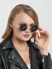 Черный очки солнцезащитные, круглые, унисекс, цветные