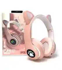 Розовый беспроводные наушники Bluetooth, со светящимися ушками, детские