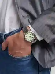 Салатовый часы мужские наручные, браслет-резинка
