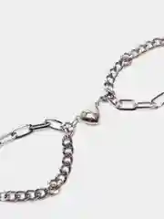 Серебряный парные браслеты-цепочки с сердечком-магнитом для двоих из нержавеющей стали
