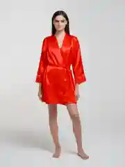 Красный женский домашний сексуальный халат с сорочкой