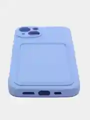 Фиолетовый чехол на iPhone (Айфон) 11, 13, 14, 7 8 Plus X XR XS, 12 Mini Pro Max, с карманом для карт