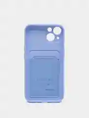 Фиолетовый чехол на iPhone (Айфон) 11, 13, 14, 7 8 Plus X XR XS, 12 Mini Pro Max, с карманом для карт