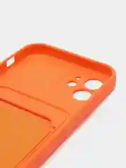 Оранжевый чехол на iPhone (Айфон) 11, 13, 14, 7 8 Plus X XR XS, 12 Mini Pro Max, с карманом для карт