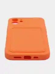 Оранжевый чехол на iPhone (Айфон) 11, 13, 14, 7 8 Plus X XR XS, 12 Mini Pro Max, с карманом для карт