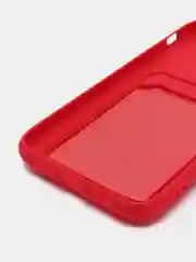 Красный чехол на iPhone (Айфон) 11, 13, 14, 7 8 Plus X XR XS, 12 Mini Pro Max, с карманом для карт