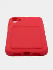 Красный чехол на iPhone (Айфон) 11, 13, 14, 7 8 Plus X XR XS, 12 Mini Pro Max, с карманом для карт