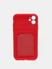 Красный чехол на iPhone (Айфон) 11, 13, 14, 7 8 Plus X XR XS, 12 Mini Pro Max, с карманом для карт