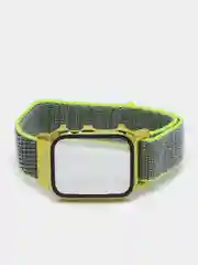 Лайм ремешок для Apple Watch 7 series c защитным стеклом бампером, 41, 45 мм нейлоновый