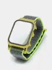 Лайм ремешок для Apple Watch 7 series c защитным стеклом бампером, 41, 45 мм нейлоновый