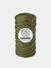 Зелёный хаки шнур Caramel плоский, полиэфирный, 5 мм для вязания и макраме часть 2