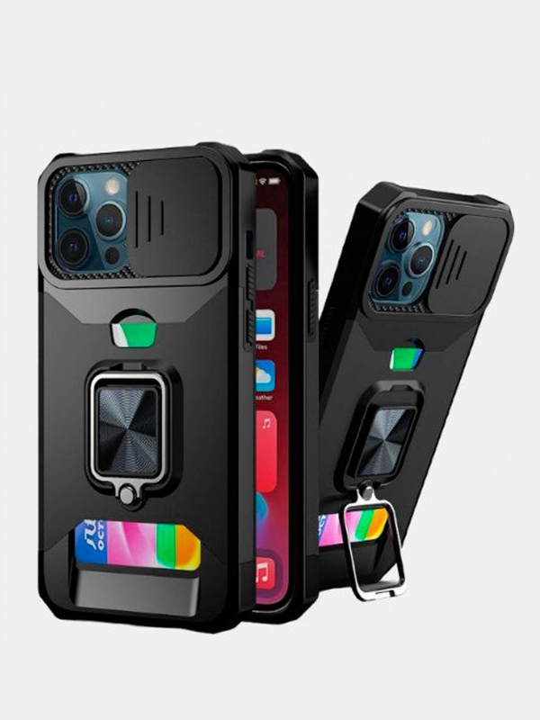 Чехол для айфон iPhone 7 8 X XR 11 12 13 14  pro max, Plus с кольцом карманом для карт