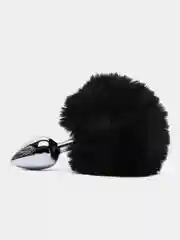 Черный анальная пробка с хвостом кролика Funtasy "Furry pranks", размер S
