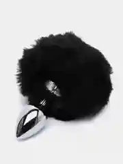 Черный анальная пробка с хвостом кролика Funtasy "Furry pranks", размер S