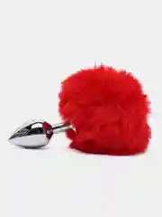 Красный анальная пробка с хвостом кролика Funtasy "Furry pranks", размер S