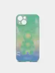 Зеленый чехол силиконовый со стеклянной панелью для iPhone 13