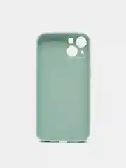 Зеленый чехол силиконовый со стеклянной панелью для iPhone 13