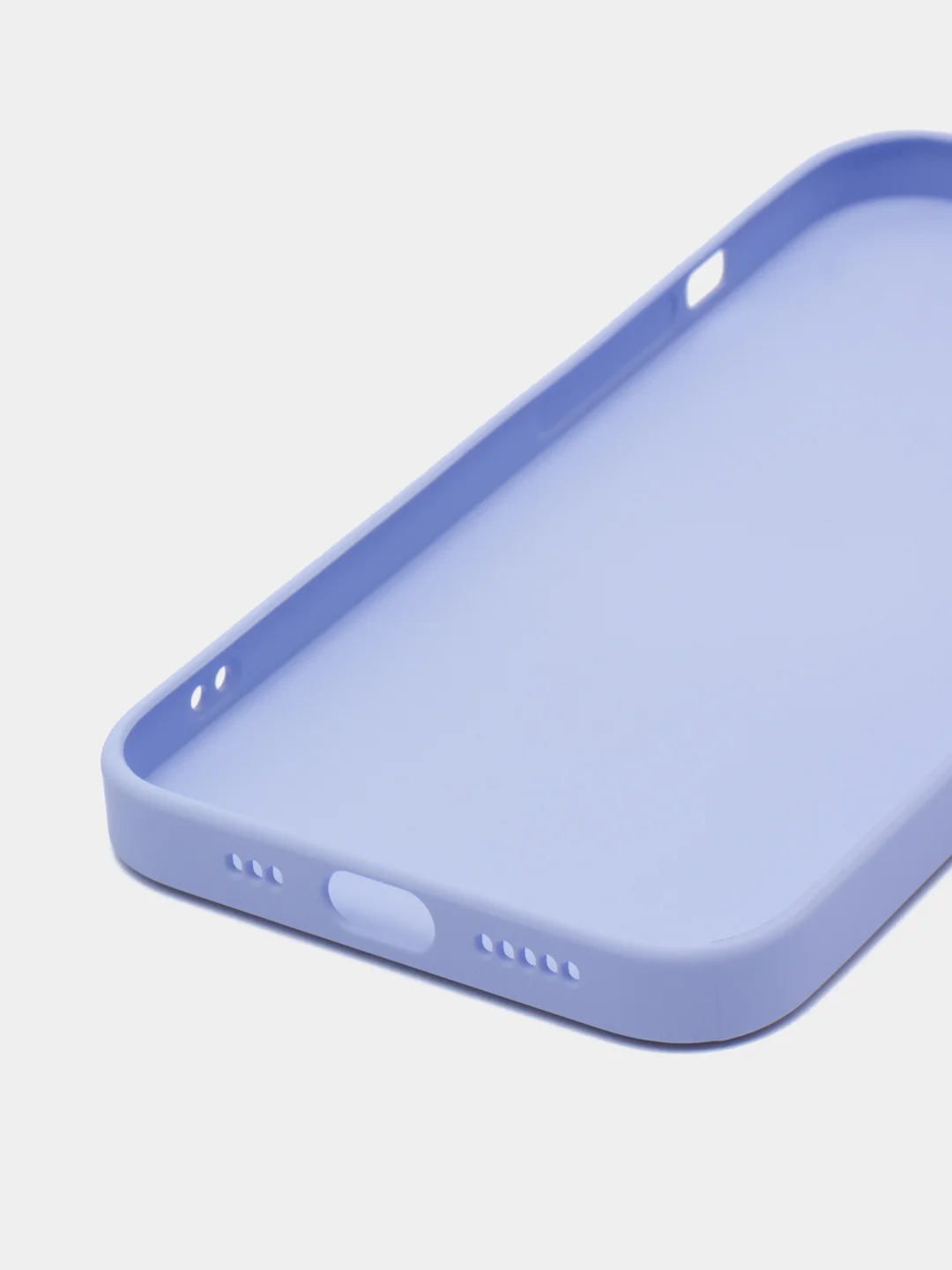 Голубой чехол силиконовый со стеклянной панелью для iPhone 13