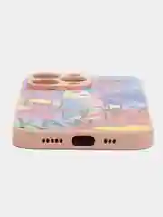 Розовый чехол силиконовый со стеклянной панелью для iPhone 13 Pro