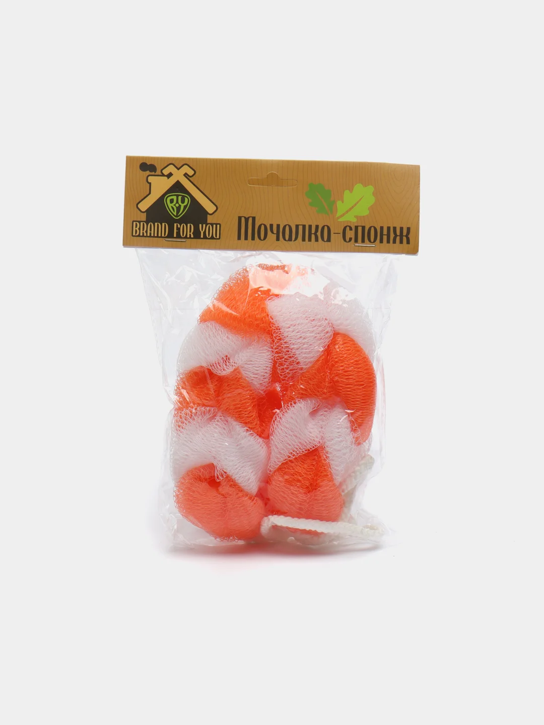 Оранжевый мочалка-спонж "Косичка"