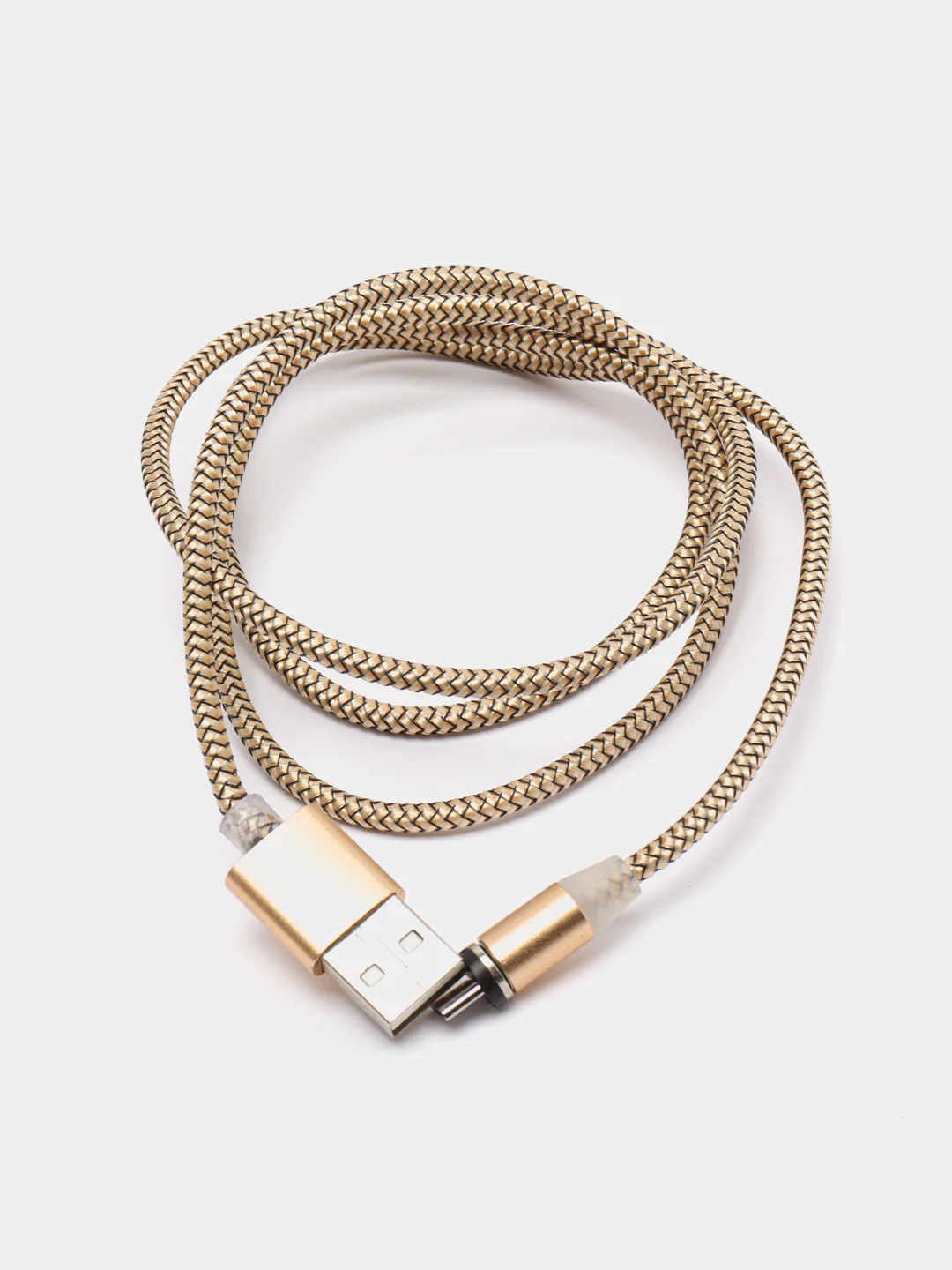 Золотой кабель магнитный USB - micro-USB, тканевая оплетка, длина 1 метр