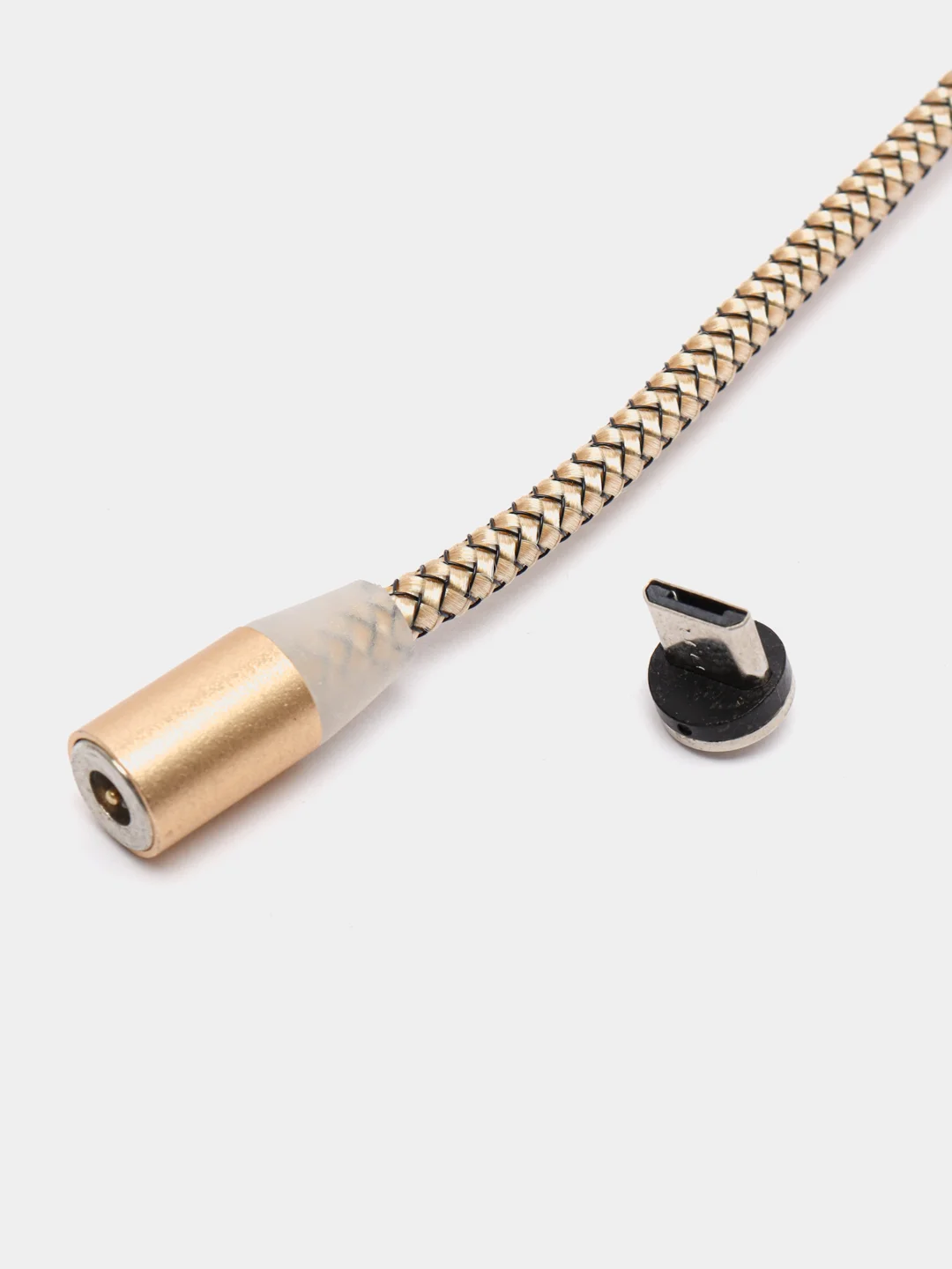 Золотой кабель магнитный USB - micro-USB, тканевая оплетка, длина 1 метр