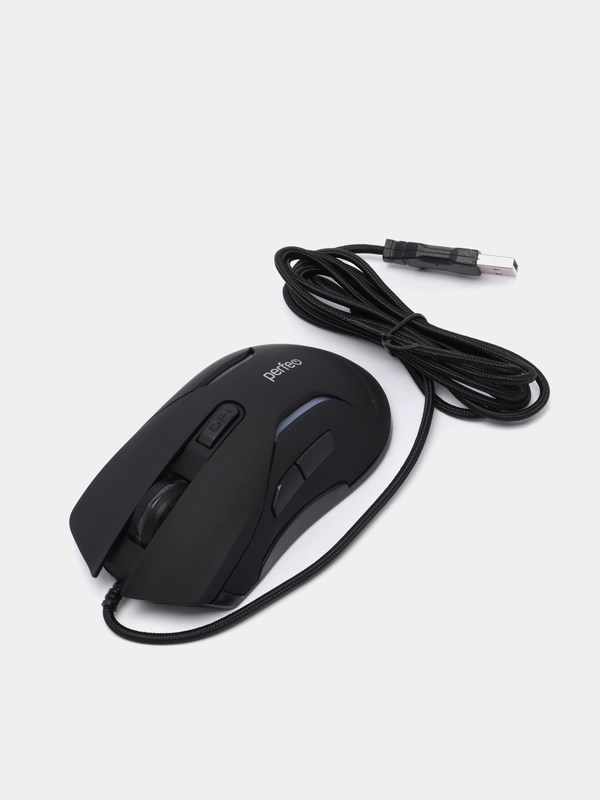Мышь оптическая Perfeo "STATUS", 6 кнопок, USB, чёрная, GAME DESIGN, 4 цвета подсветка
