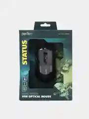 Мышь оптическая Perfeo "STATUS", 6 кнопок, USB, чёрная, GAME DESIGN, 4 цвета подсветка