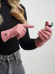 Розовый перчатки женские LERAY "Айви" кашемировые, без подклада, однотонные, сенсорные