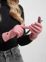 Розовый перчатки женские кашемировые, сенсорные