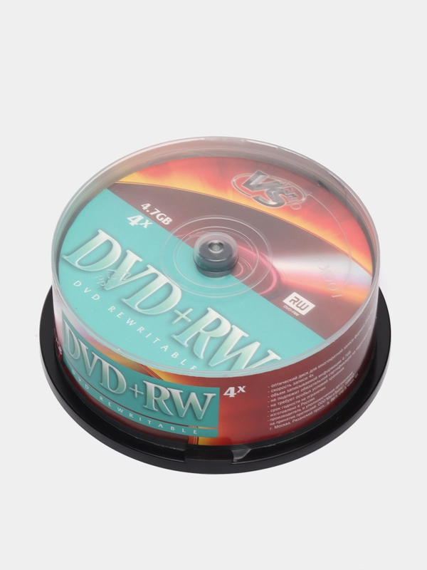 Оптический однослойный диск VS DVD+RW 4,7 GB 4x CB, 10 штук, 25 штук