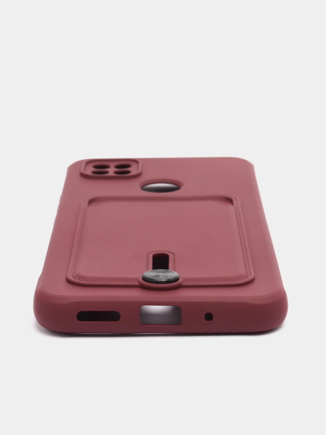 Бордовый чехол Xiaomi Redmi 10A / 9C, Сяоми Редми 10А / 9С, с карманом для карты, силиконовый