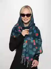Тёмно-зелёный палантин кашемировый