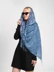 Лазурный палантин кашемировый