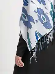 Синий палантин кашемировый