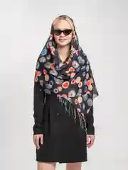 Черный палантин кашемировый