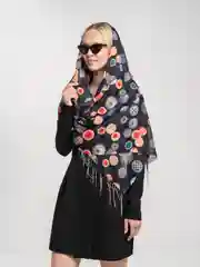 Черный палантин кашемировый