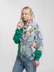 Серый палантин кашемировый
