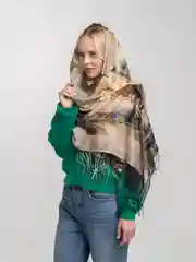 Светло-жёлтый палантин кашемировый