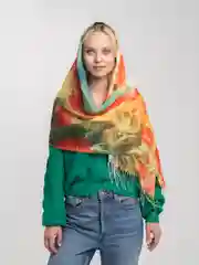Красный палантин кашемировый