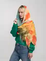 Красный палантин кашемировый