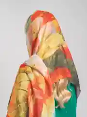 Красный палантин кашемировый