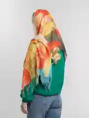 Красный палантин кашемировый