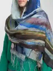 Мятный палантин кашемировый