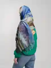 Мятный палантин кашемировый