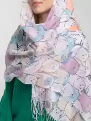 Лавандовый палантин кашемировый