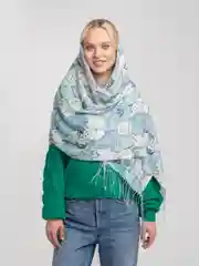 Мятный палантин кашемировый